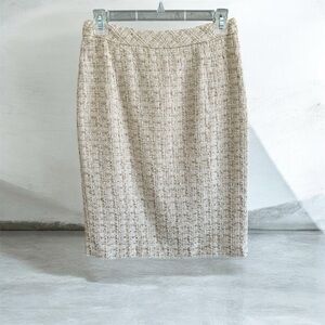 Santorelli Textured Cream Pencil Skirt